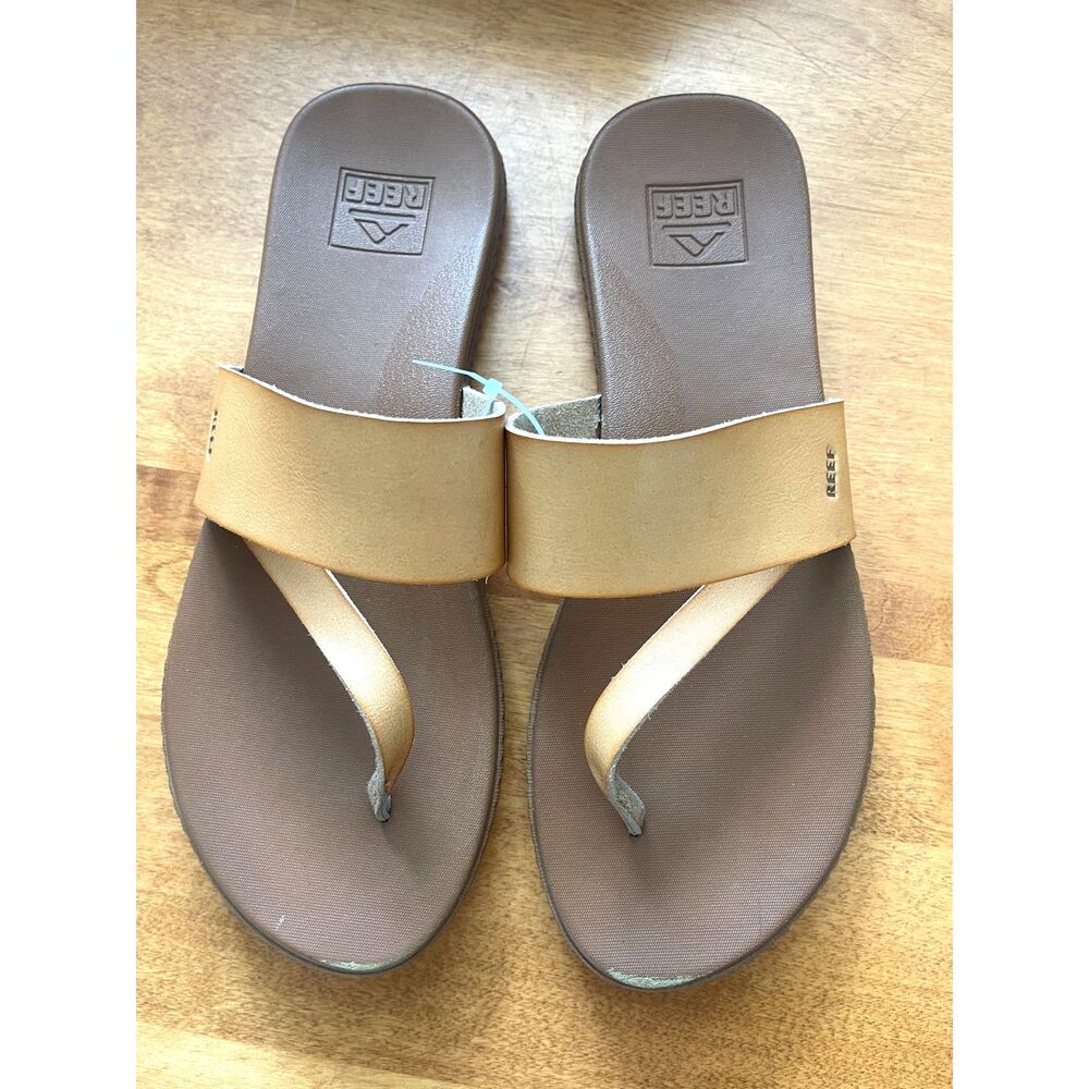 Reef Cushion Sol Women's Sandals Natural Leather - Size 10 NWOT Flip flops